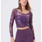 Fake 2-Pieces Long Sleeve Mesh Top with Chest