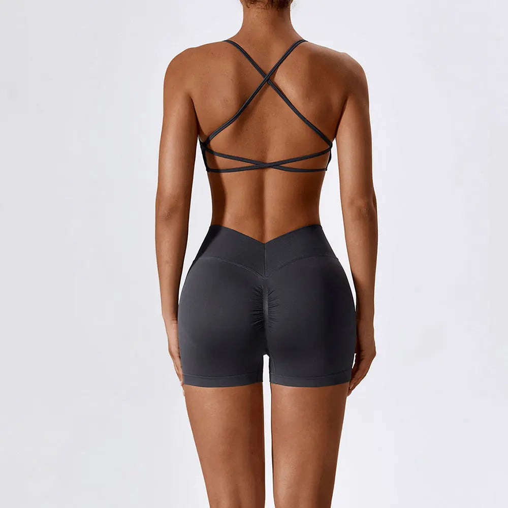 Seamless Booty Short + Cross Back Bra Set