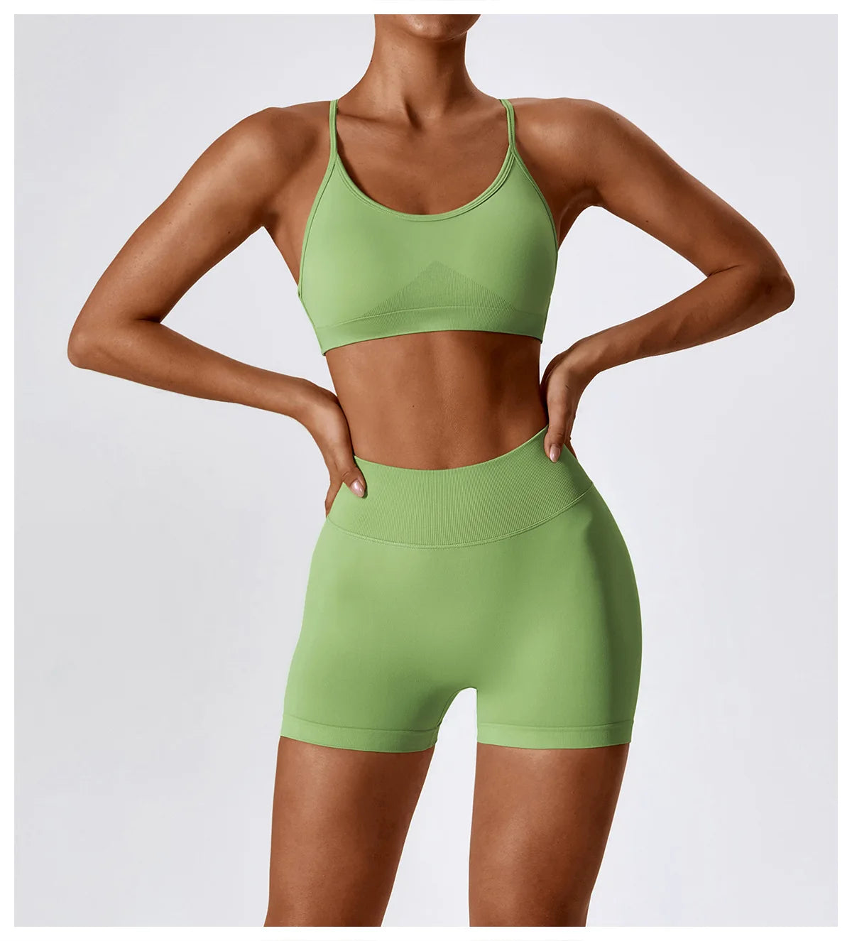 Seamless Booty Short + Cross Back Bra Set