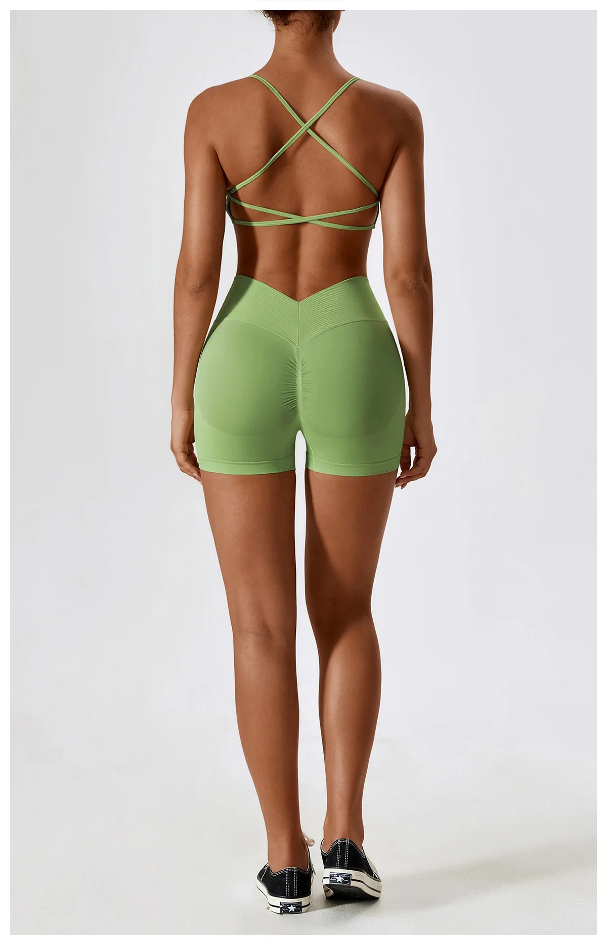 Seamless Booty Short + Cross Back Bra Set