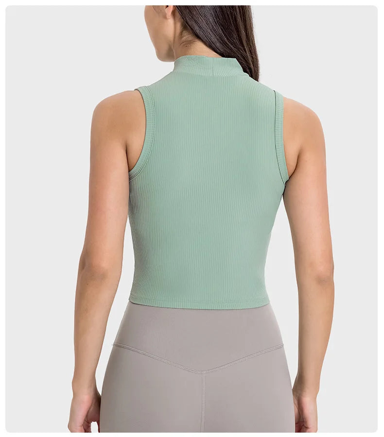 High Neck Rib Cooling Fabric Tank