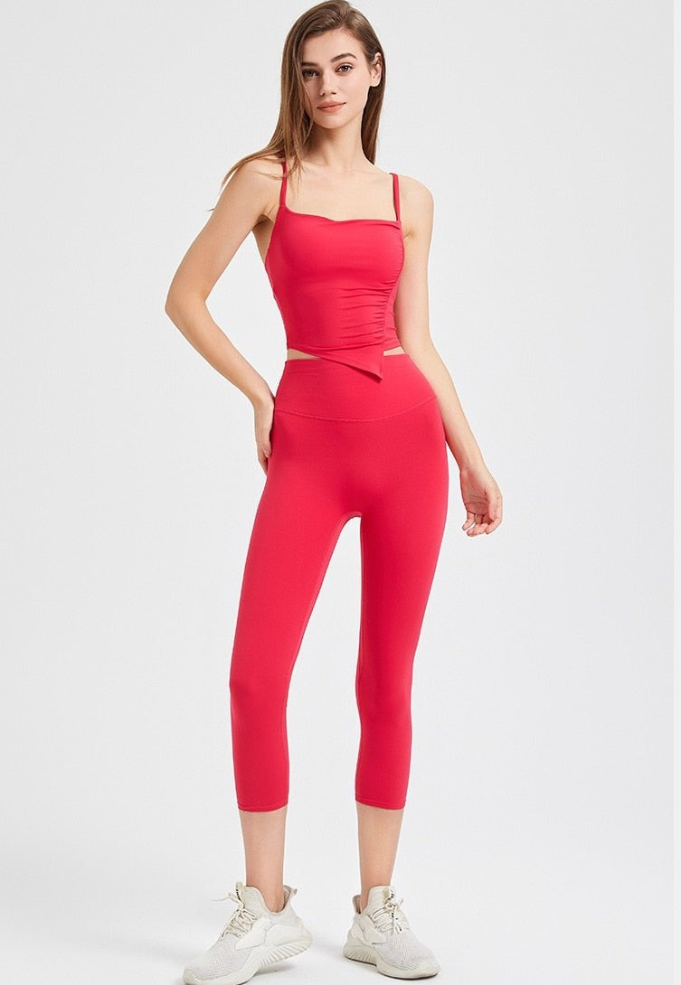 Fix Cup Crop Top + High Waist Calf Pant Suit