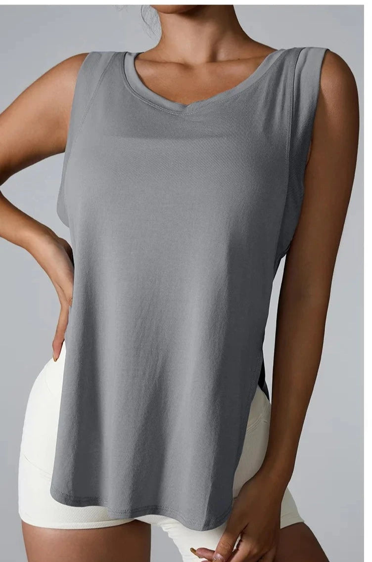 Loose Irregular Split Hem Tank