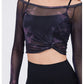 Fake 2-Pieces Long Sleeve Mesh Top with Chest