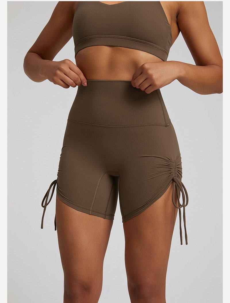 Side Drawstring Adjustable High Waist Short