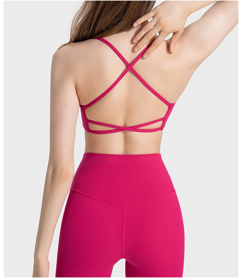 Thin Strap Cross Bra + High Waist Pant Set