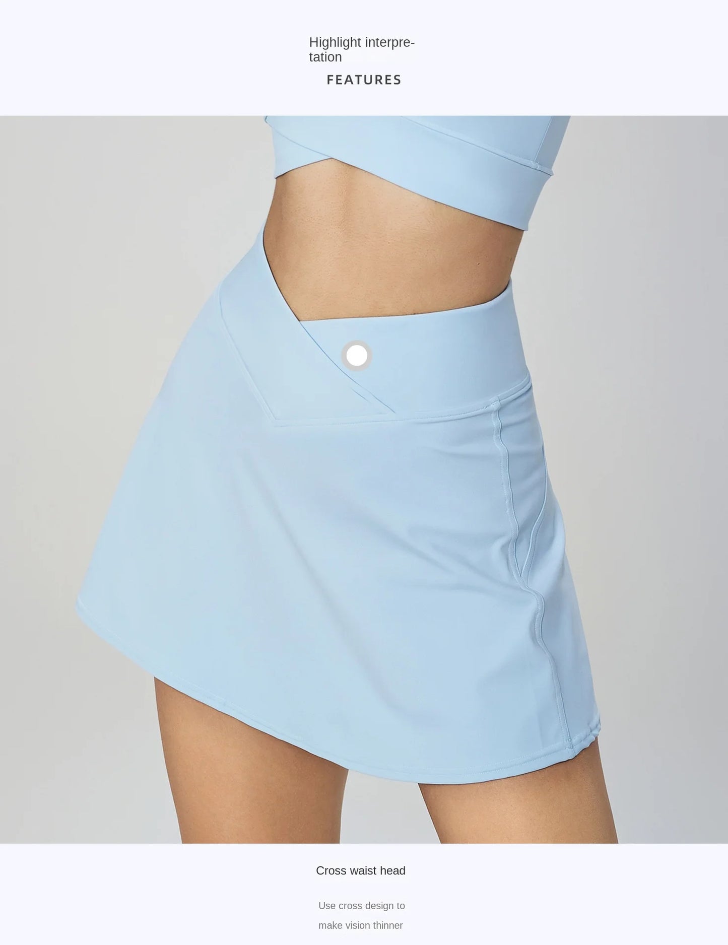 Cool Fabric Cross Waist Tennis Skirt with build-in Short