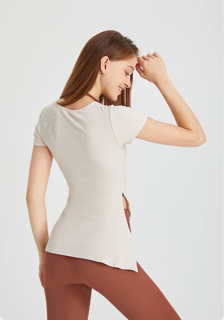 Side Split Slim Hem O-Neck T-Shirt