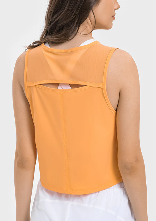 Loose Back Hollow Yarn Stitching Tank Top