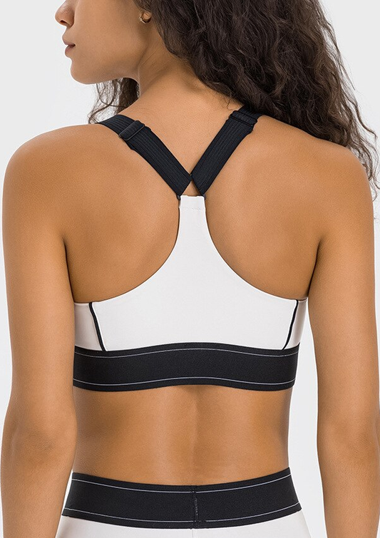 Soft Fabric U-Neck High Strength Stripe Bra