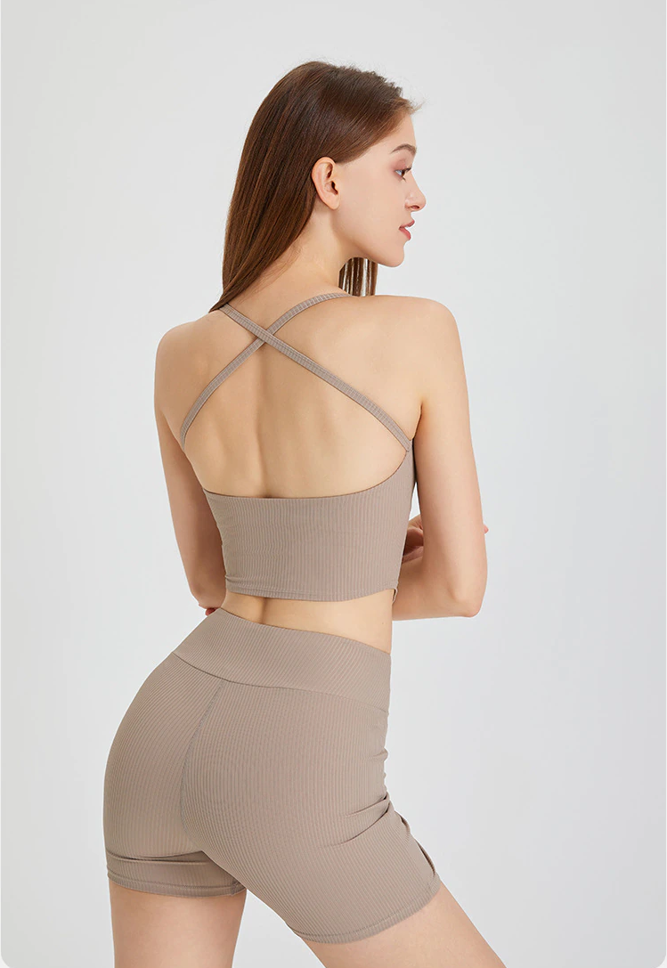 Cross-Back Vest + High Waist 2 Pieces Short Set