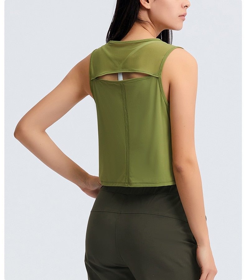 Loose Back Hollow Yarn Stitching Tank Top