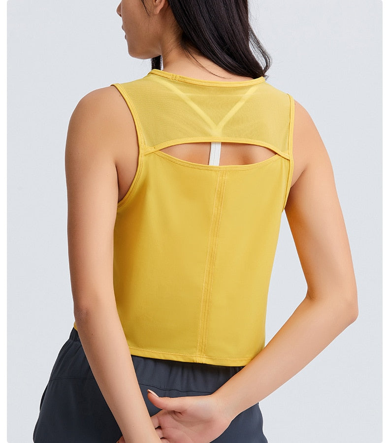 Loose Back Hollow Yarn Stitching Tank Top