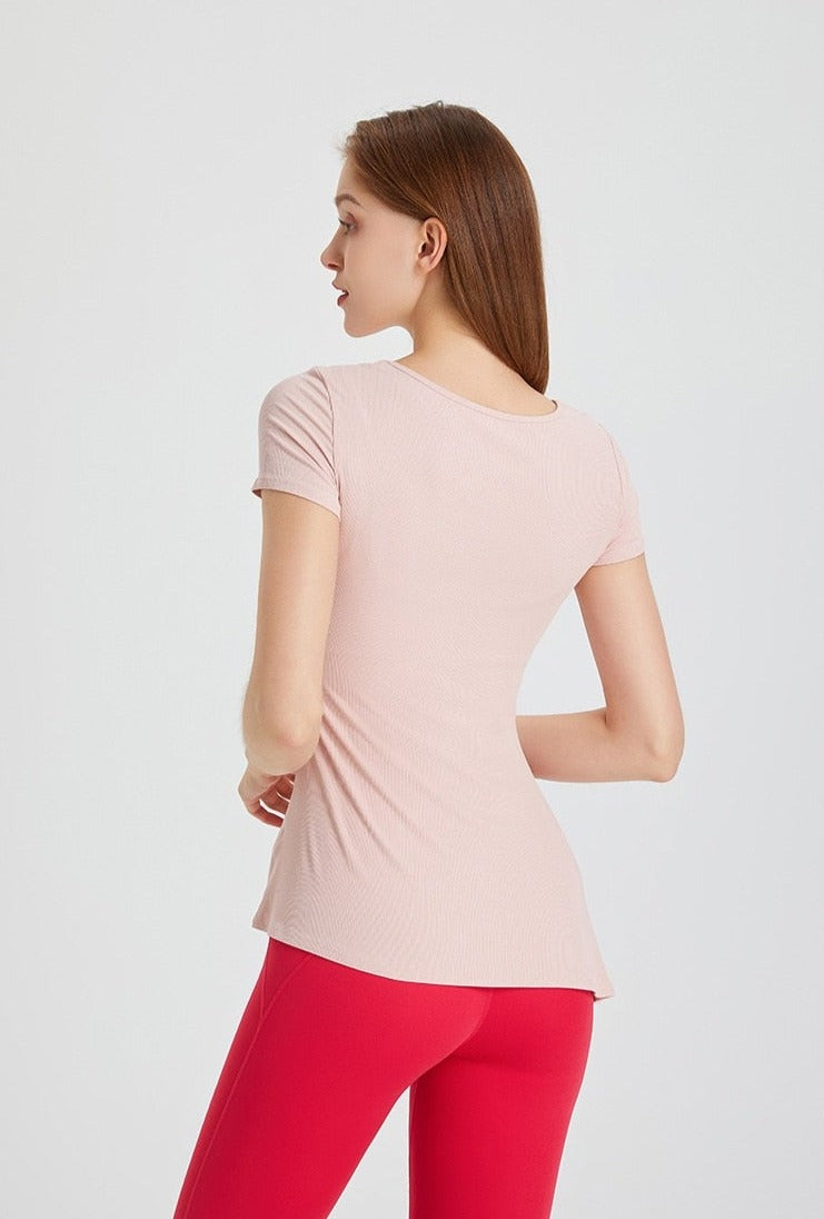 Side Split Slim Hem O-Neck T-Shirt