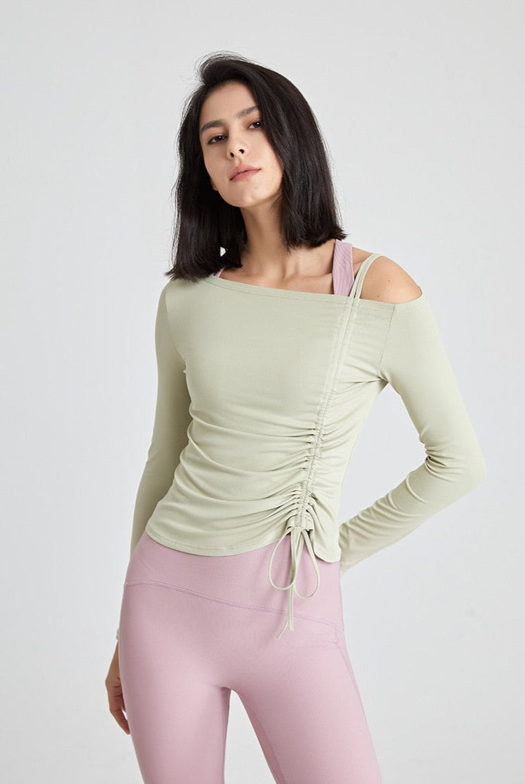 Soft Fabric Side Drawstring Slim Shirt