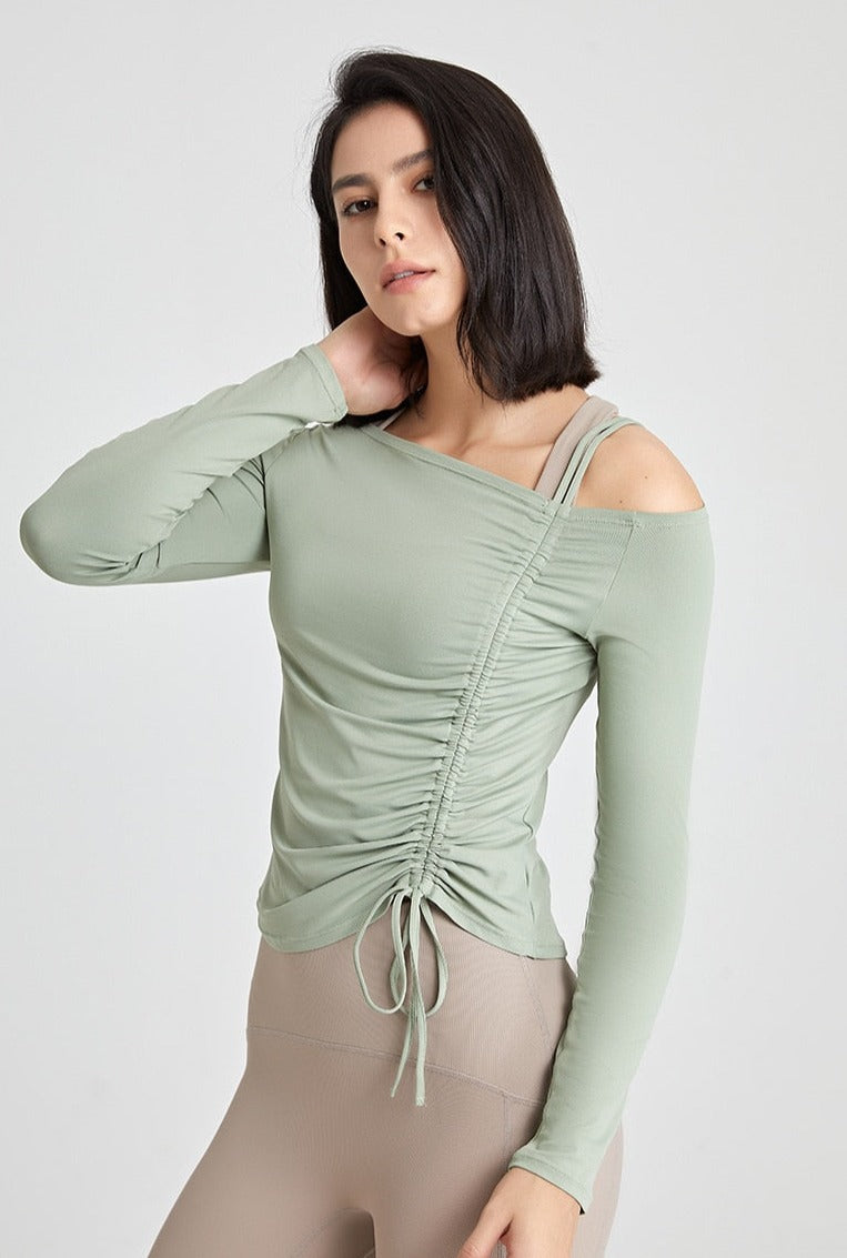 Soft Fabric Side Drawstring Slim Shirt