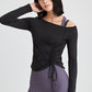 Soft Fabric Side Drawstring Slim Shirt