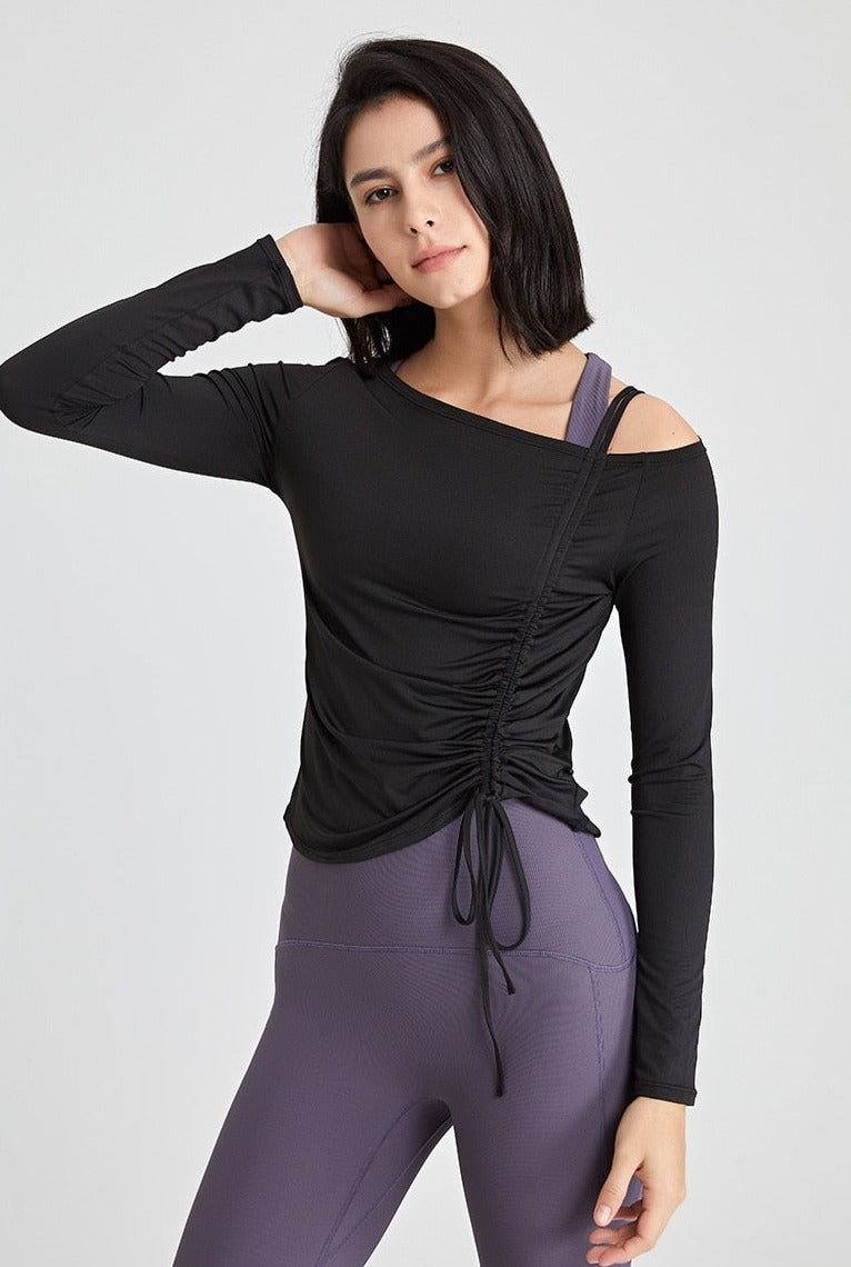 Soft Fabric Side Drawstring Slim Shirt