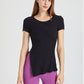 Side Split Slim Hem O-Neck T-Shirt