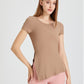 Side Split Slim Hem O-Neck T-Shirt