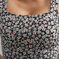 Daisy Print Crop Top  With Chest Pad